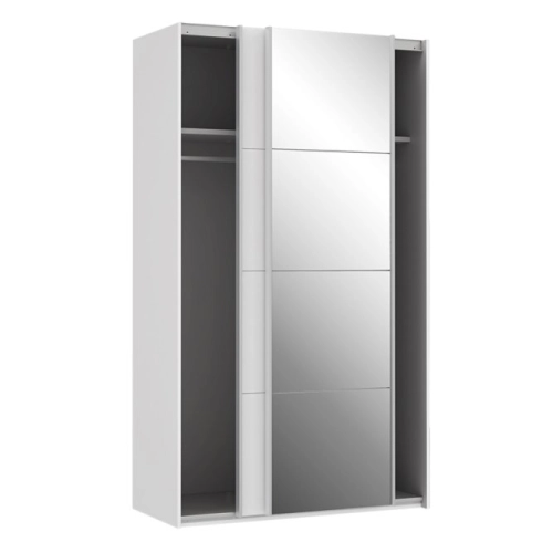 Szafa przesuwna z lustrem 120 cm Biały/Biały Połysk